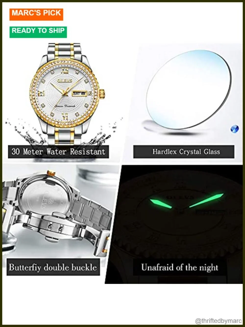 Ultra Thin 6.5mm Minimalist Dress Watch with Date - Stainless Steel Bracelet
